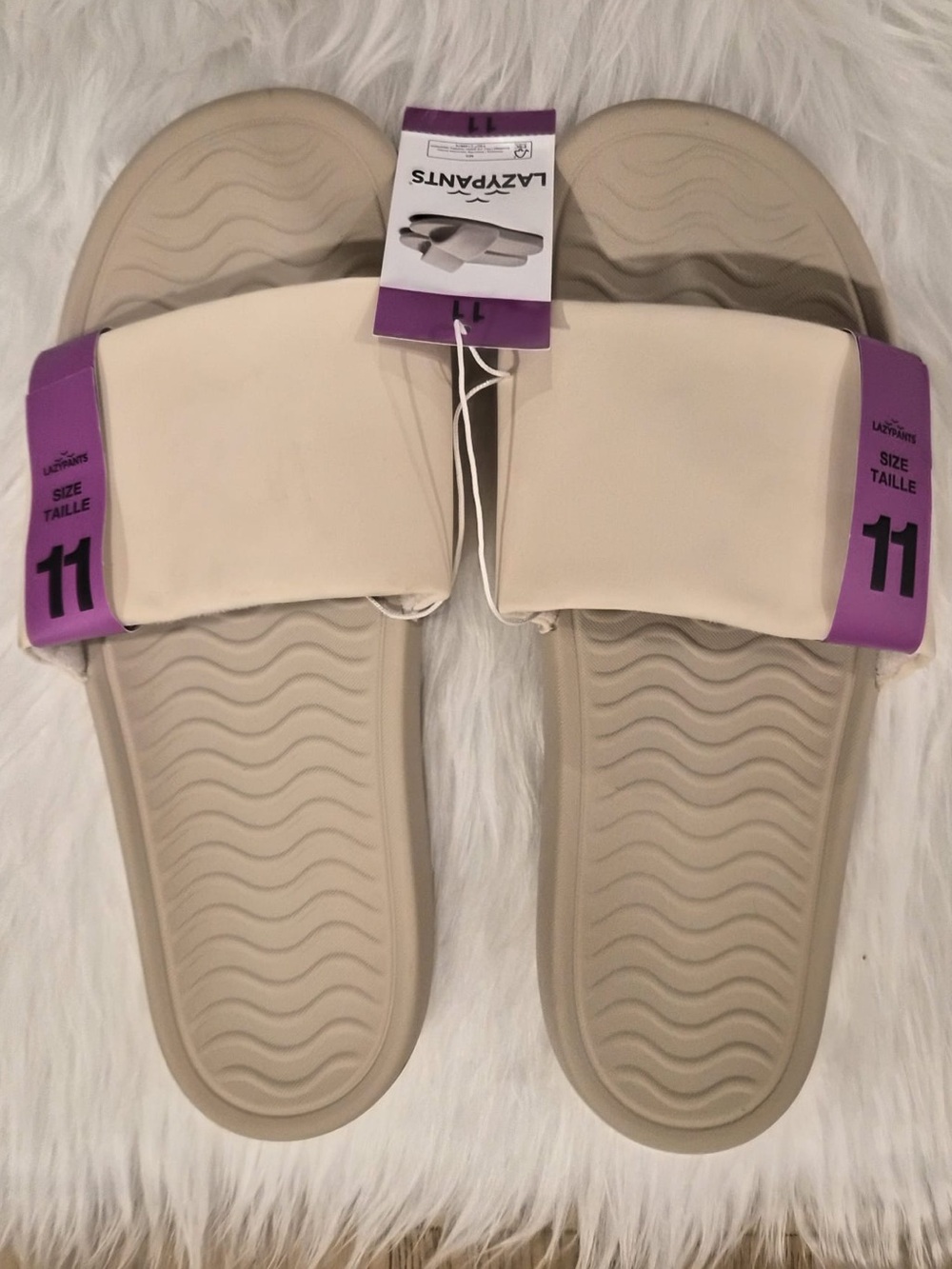 Lazypants Women's Comfort Slides - Size 11 - Cream / Beige